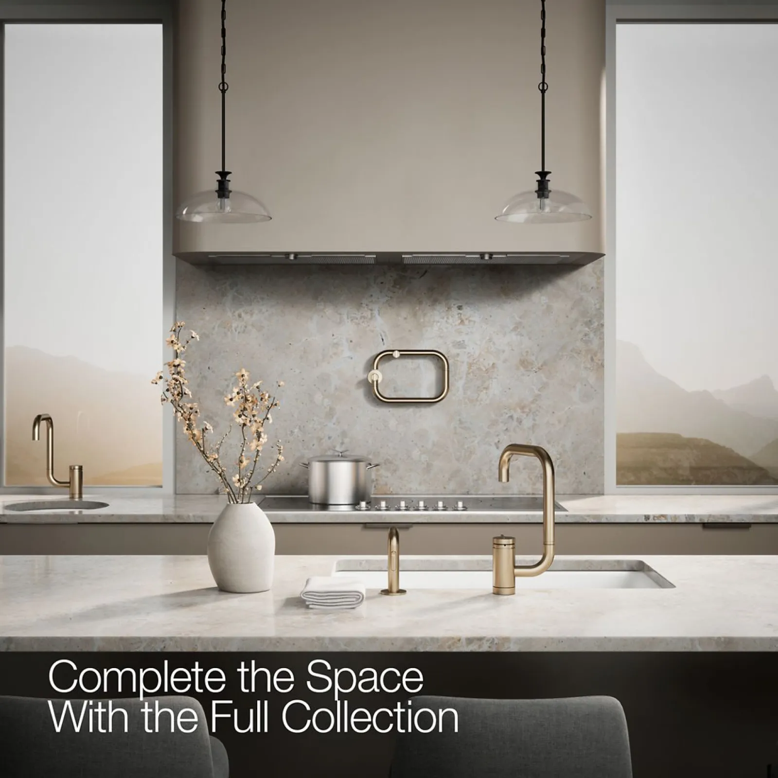 Single-handle kitchen sink faucet with two-function extended-reach spout and side sprayer^Kohler New