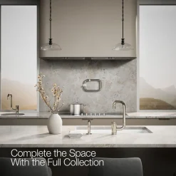 Single-handle kitchen sink faucet with two-function extended-reach spout and side sprayer^Kohler New