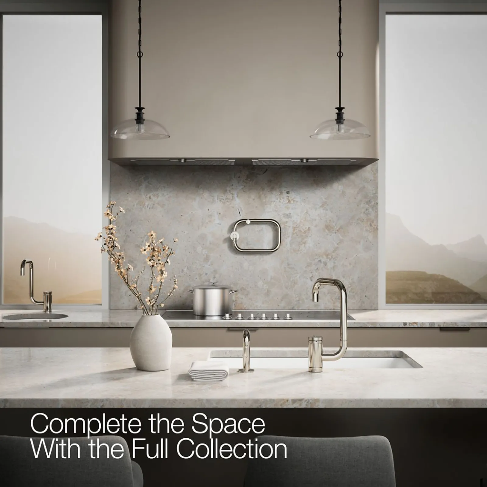 Single-handle kitchen sink faucet with two-function extended-reach spout and side sprayer^Kohler New