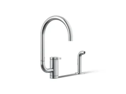 Single-handle kitchen sink faucet with two-function extended-reach spout and side sprayer^Kohler Discount