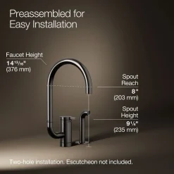 Single-handle kitchen sink faucet with two-function extended-reach spout and side sprayer^Kohler Discount