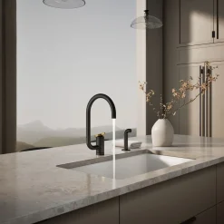 Single-handle kitchen sink faucet with two-function extended-reach spout and side sprayer^Kohler Discount