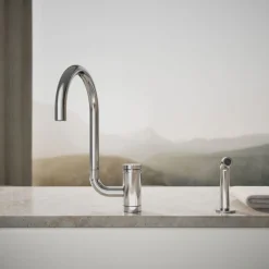 Single-handle kitchen sink faucet with two-function extended-reach spout and side sprayer^Kohler Discount
