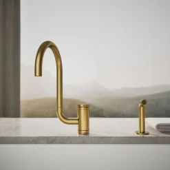 Single-handle kitchen sink faucet with two-function extended-reach spout and side sprayer^Kohler Discount