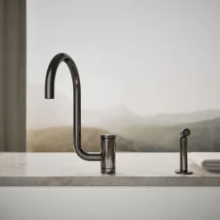 Single-handle kitchen sink faucet with two-function extended-reach spout and side sprayer^Kohler Discount