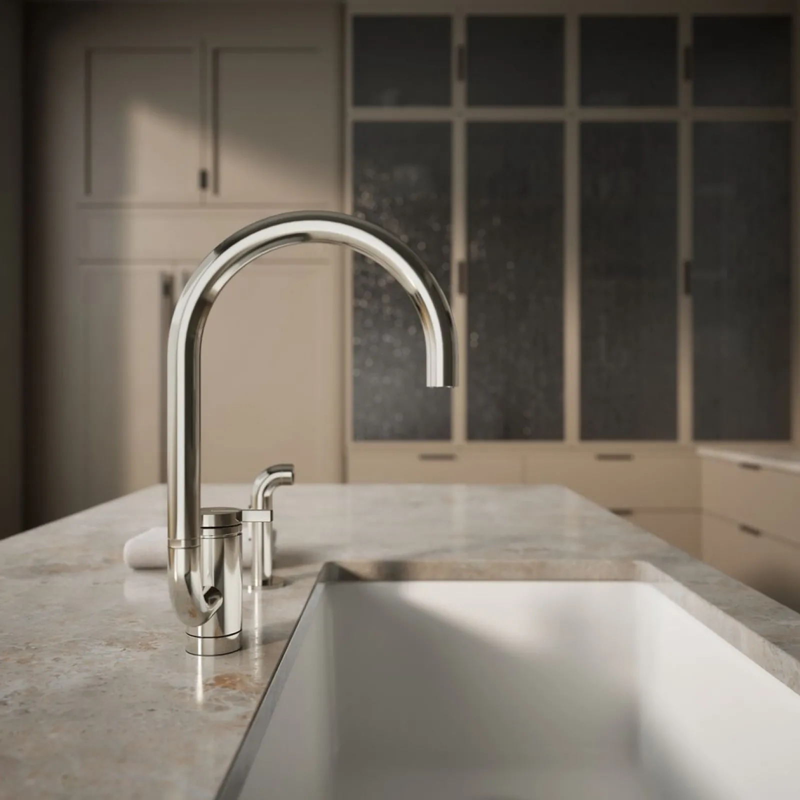 Single-handle kitchen sink faucet with two-function extended-reach spout and side sprayer^Kohler Discount