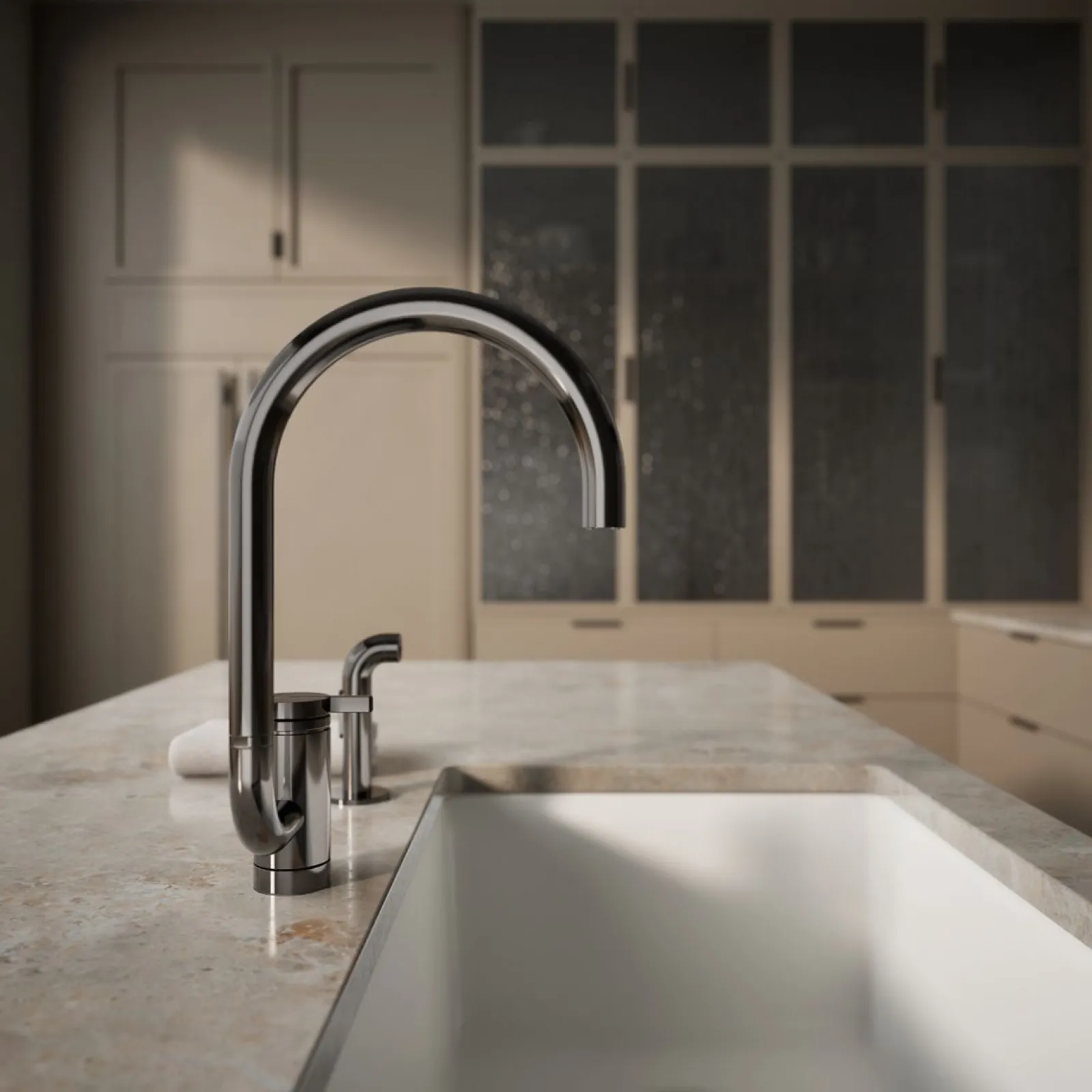 Single-handle kitchen sink faucet with two-function extended-reach spout and side sprayer^Kohler Discount