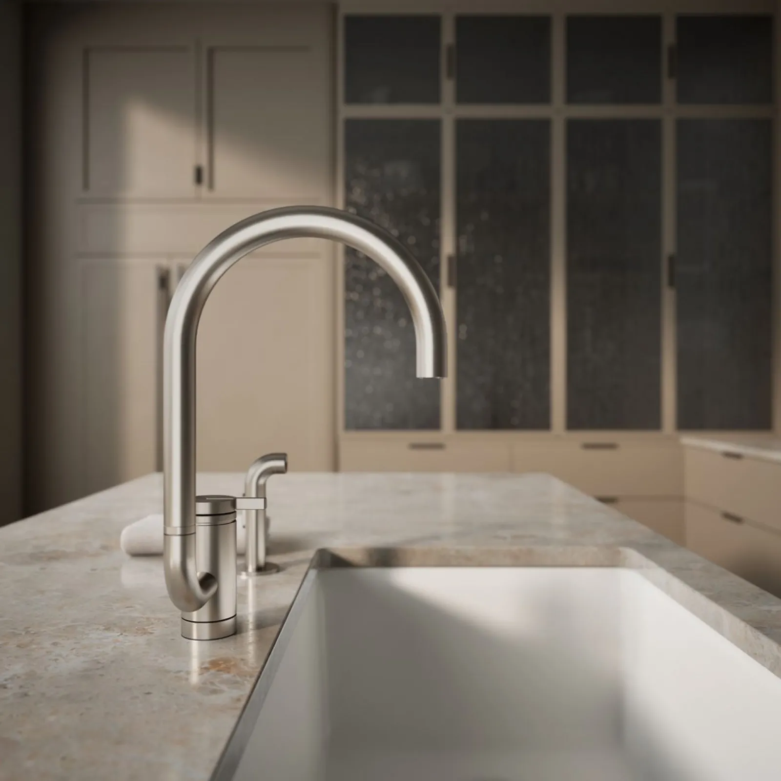 Single-handle kitchen sink faucet with two-function extended-reach spout and side sprayer^Kohler Discount