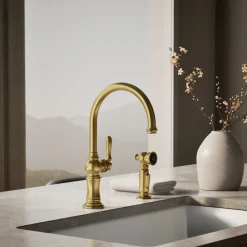 Single-handle kitchen sink faucet with two-function sprayhead^Kohler Outlet