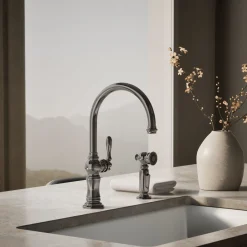 Single-handle kitchen sink faucet with two-function sprayhead^Kohler Outlet
