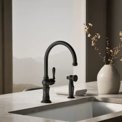 Single-handle kitchen sink faucet with two-function sprayhead^Kohler Outlet
