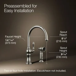 Single-handle kitchen sink faucet with two-function sprayhead^Kohler Outlet