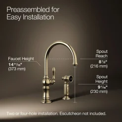 Single-handle kitchen sink faucet with two-function sprayhead^Kohler Outlet
