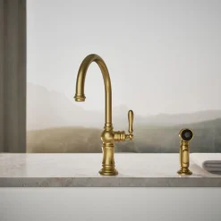 Single-handle kitchen sink faucet with two-function sprayhead^Kohler Outlet
