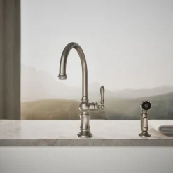Single-handle kitchen sink faucet with two-function sprayhead^Kohler Outlet