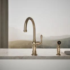 Single-handle kitchen sink faucet with two-function sprayhead^Kohler Outlet