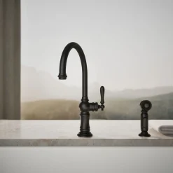 Single-handle kitchen sink faucet with two-function sprayhead^Kohler Outlet