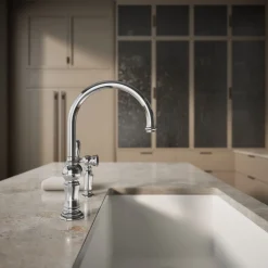 Single-handle kitchen sink faucet with two-function sprayhead^Kohler Outlet