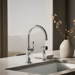 Single-handle kitchen sink faucet with two-function sprayhead^Kohler Outlet