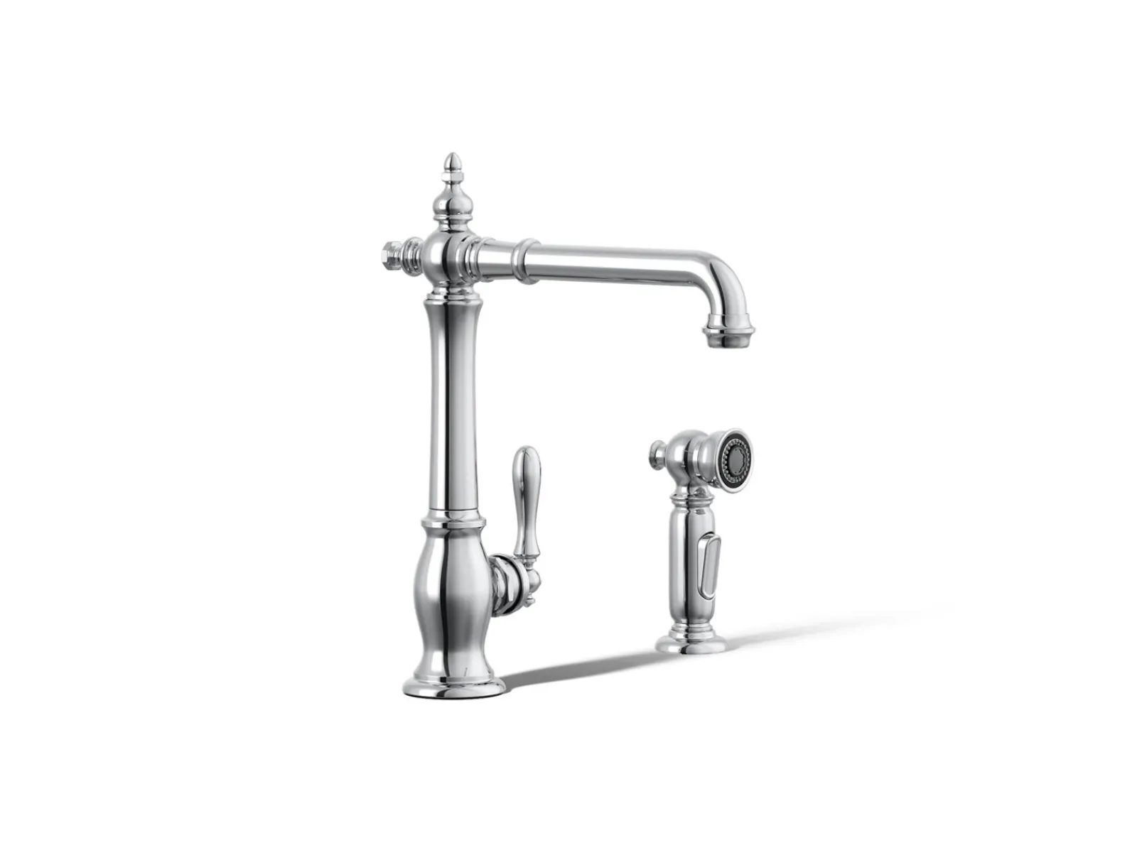 Single-handle kitchen sink faucet with side sprayer^Kohler Hot