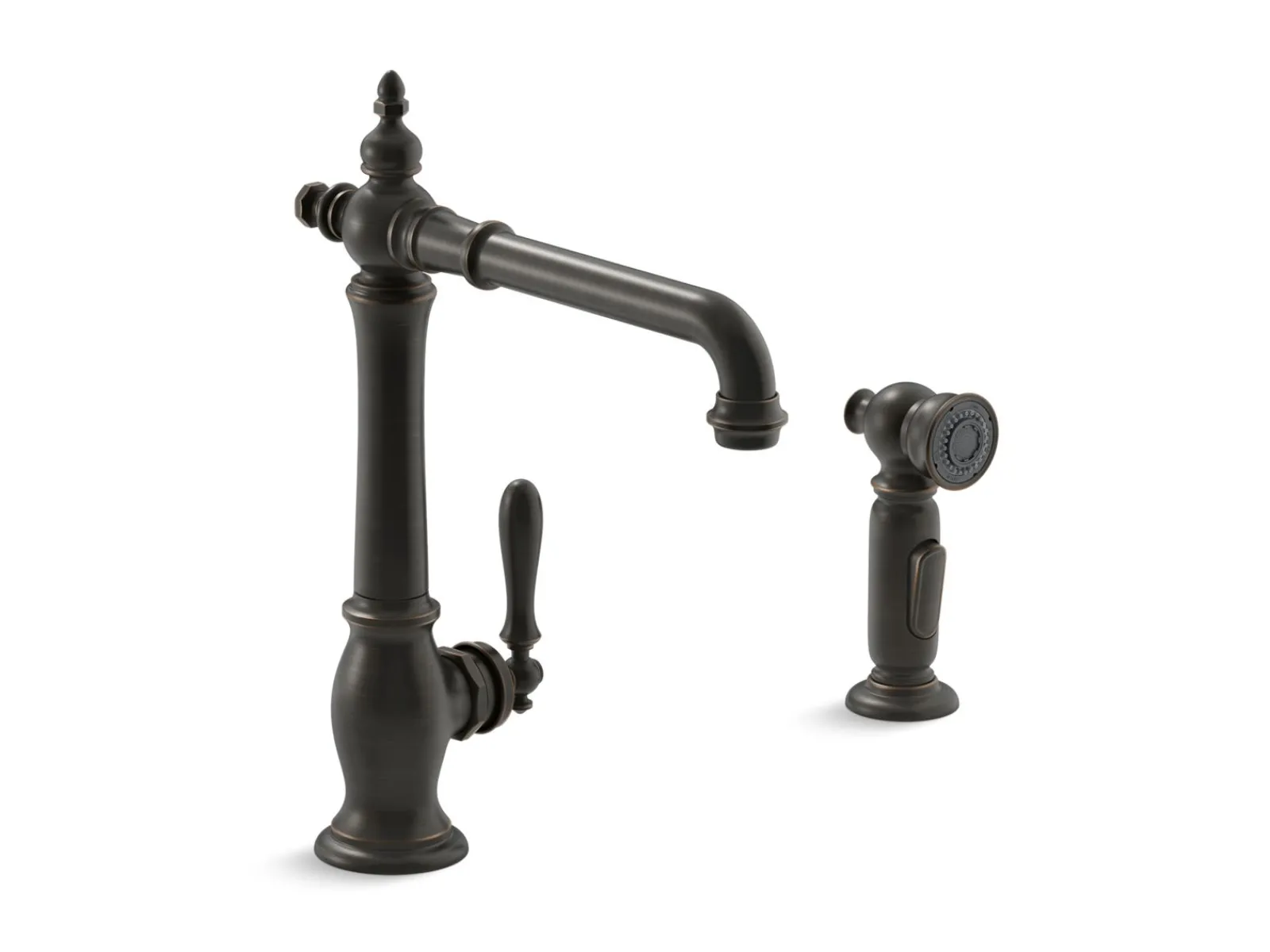 Single-handle kitchen sink faucet with side sprayer^Kohler Hot