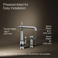 Single-handle kitchen sink faucet with side sprayer^Kohler Hot