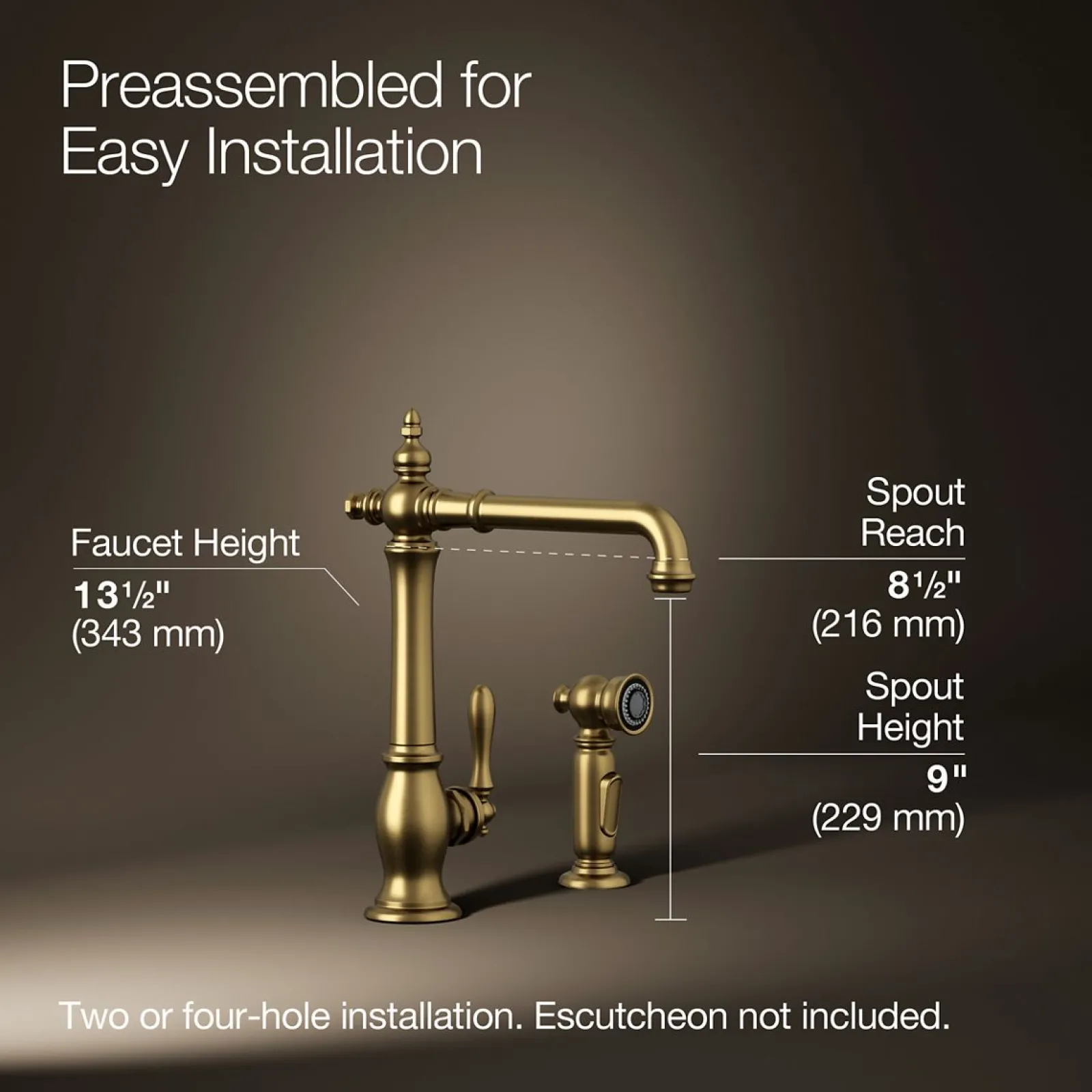 Single-handle kitchen sink faucet with side sprayer^Kohler Hot