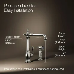 Single-handle kitchen sink faucet with side sprayer^Kohler Hot