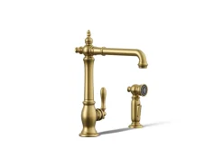 Single-handle kitchen sink faucet with side sprayer^Kohler Hot