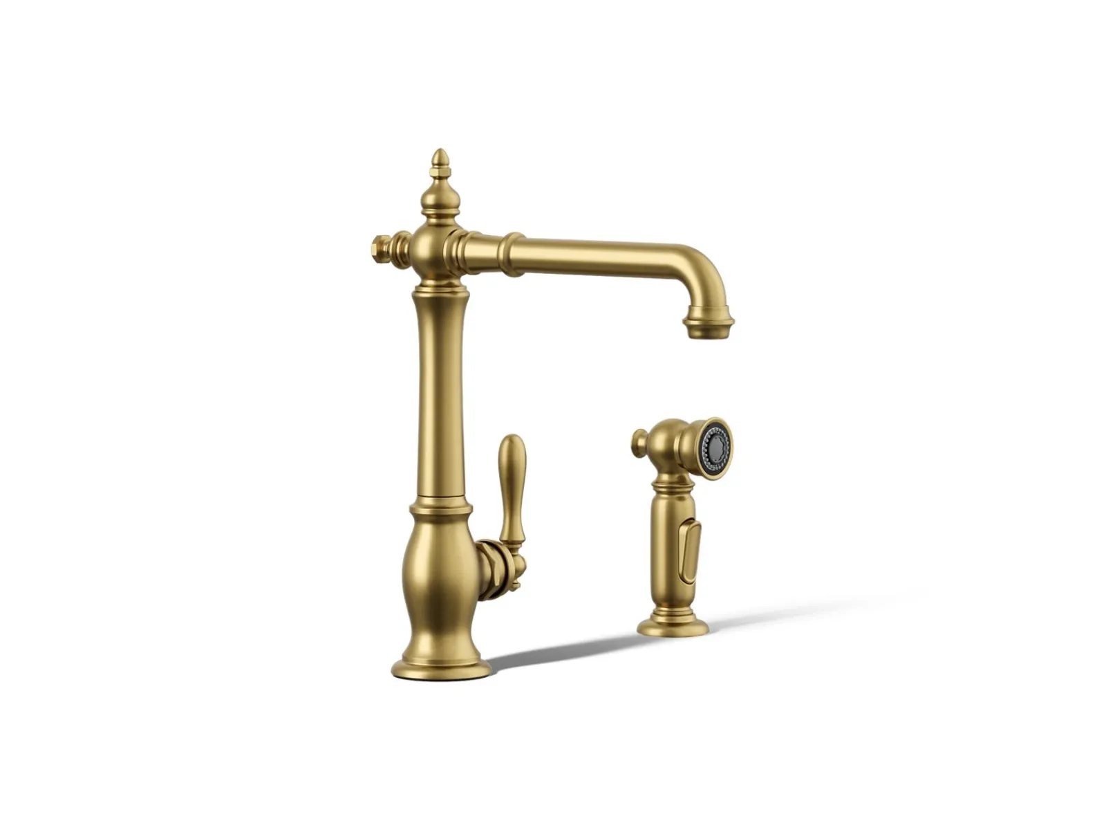 Single-handle kitchen sink faucet with side sprayer^Kohler Hot