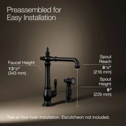 Single-handle kitchen sink faucet with side sprayer^Kohler Hot