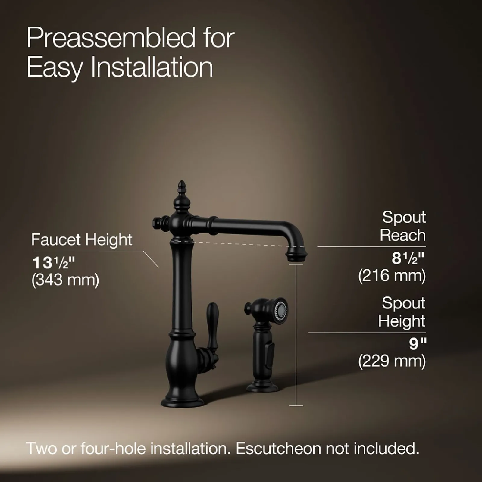 Single-handle kitchen sink faucet with side sprayer^Kohler Hot