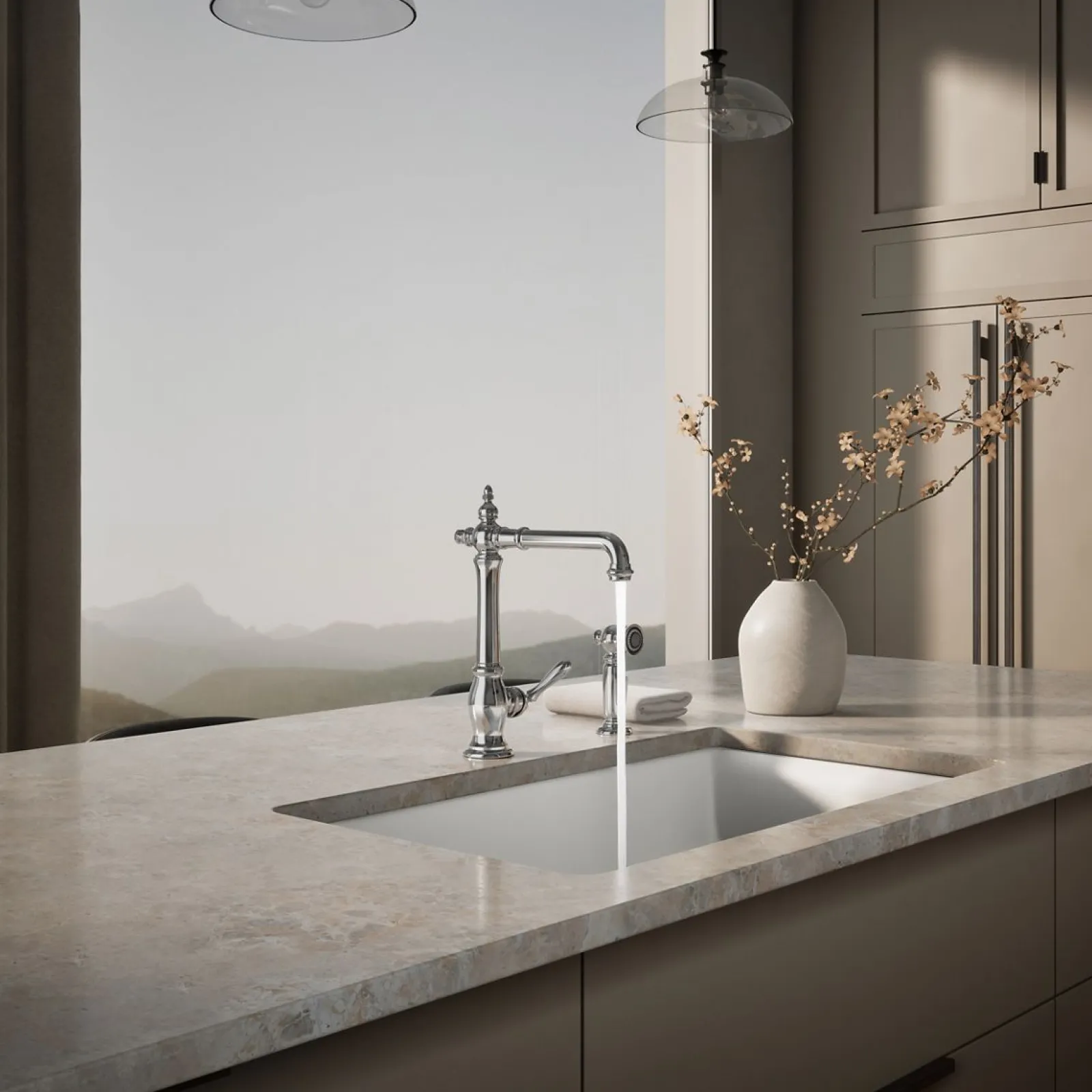 Single-handle kitchen sink faucet with side sprayer^Kohler Hot