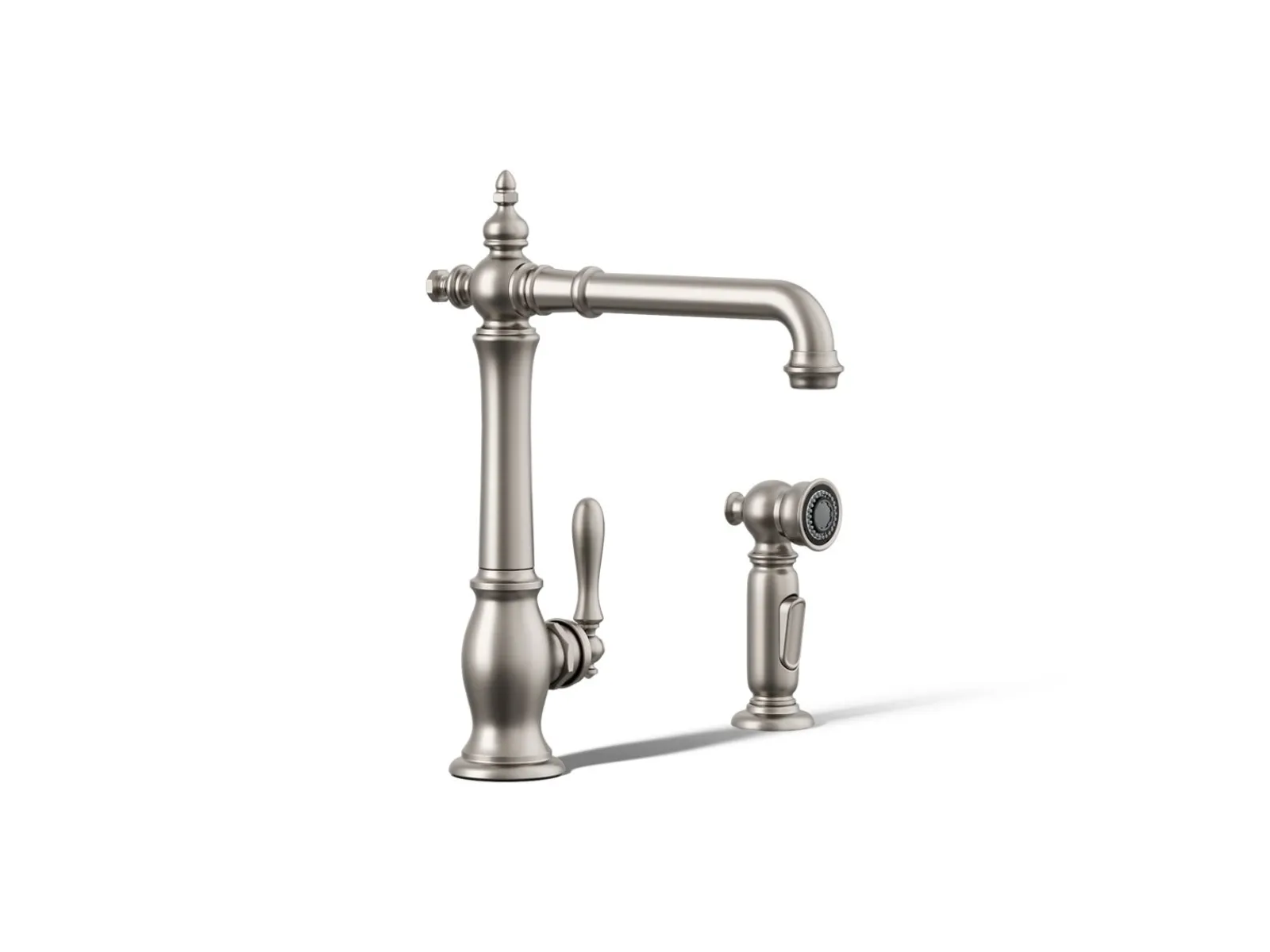 Single-handle kitchen sink faucet with side sprayer^Kohler Hot