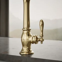 Single-handle kitchen sink faucet with side sprayer^Kohler Hot