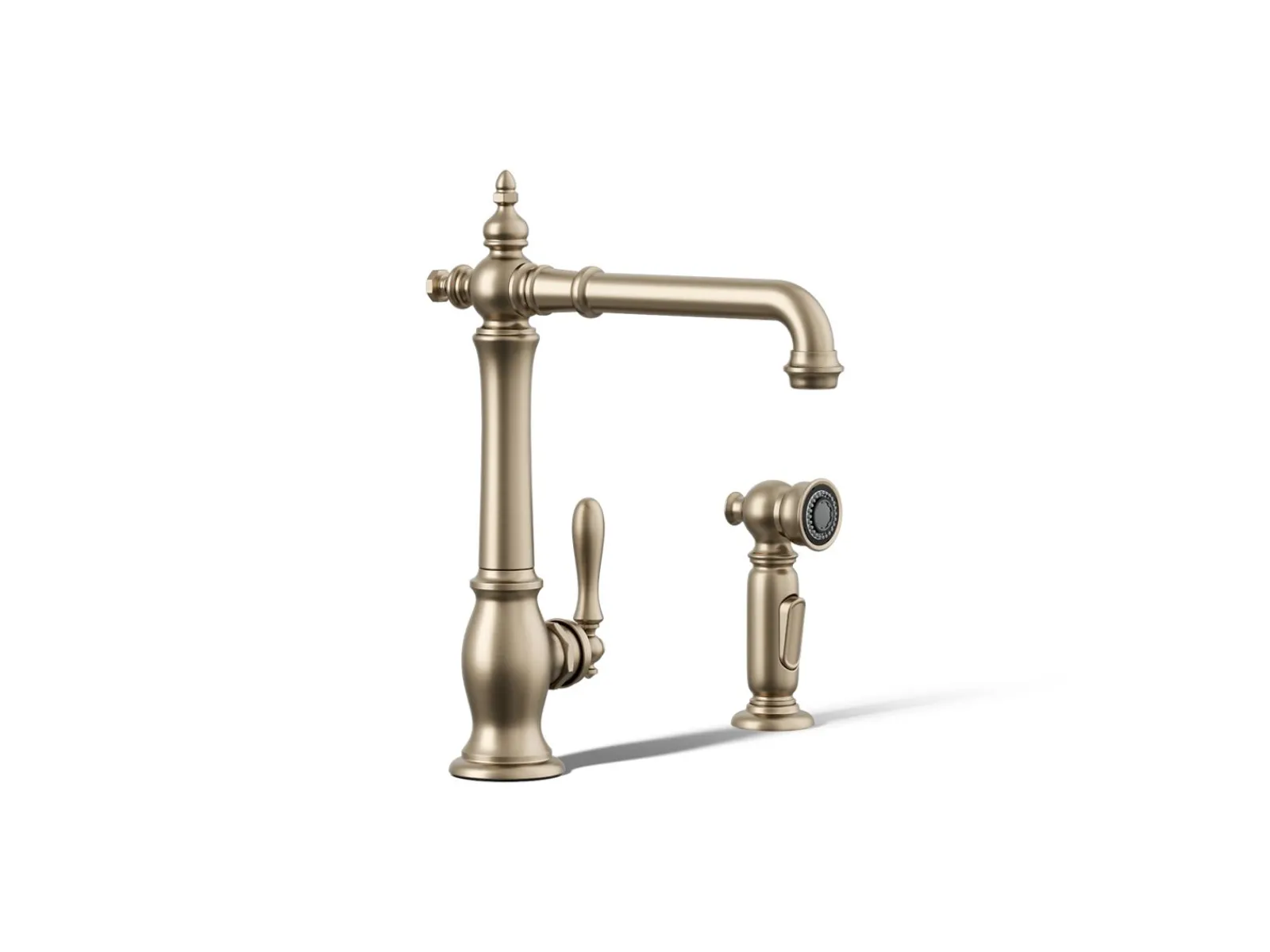 Single-handle kitchen sink faucet with side sprayer^Kohler Hot