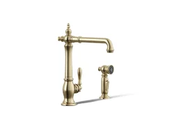 Single-handle kitchen sink faucet with side sprayer^Kohler Hot