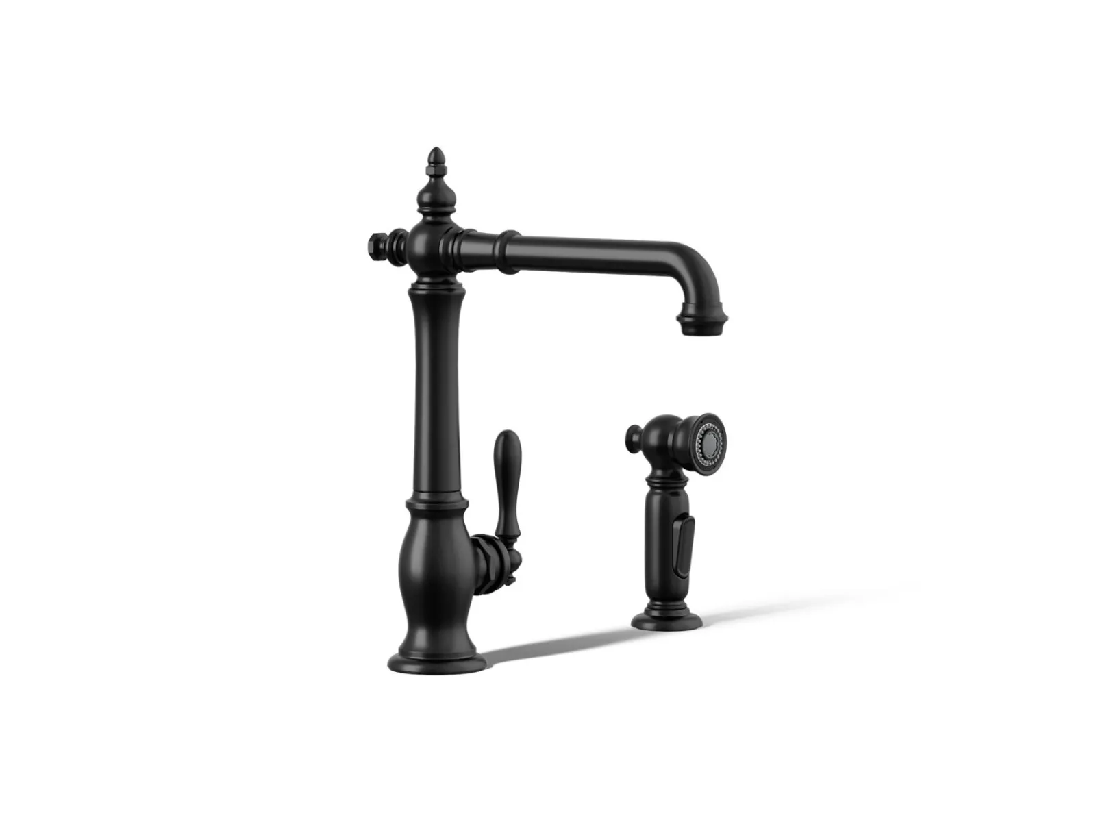 Single-handle kitchen sink faucet with side sprayer^Kohler Hot