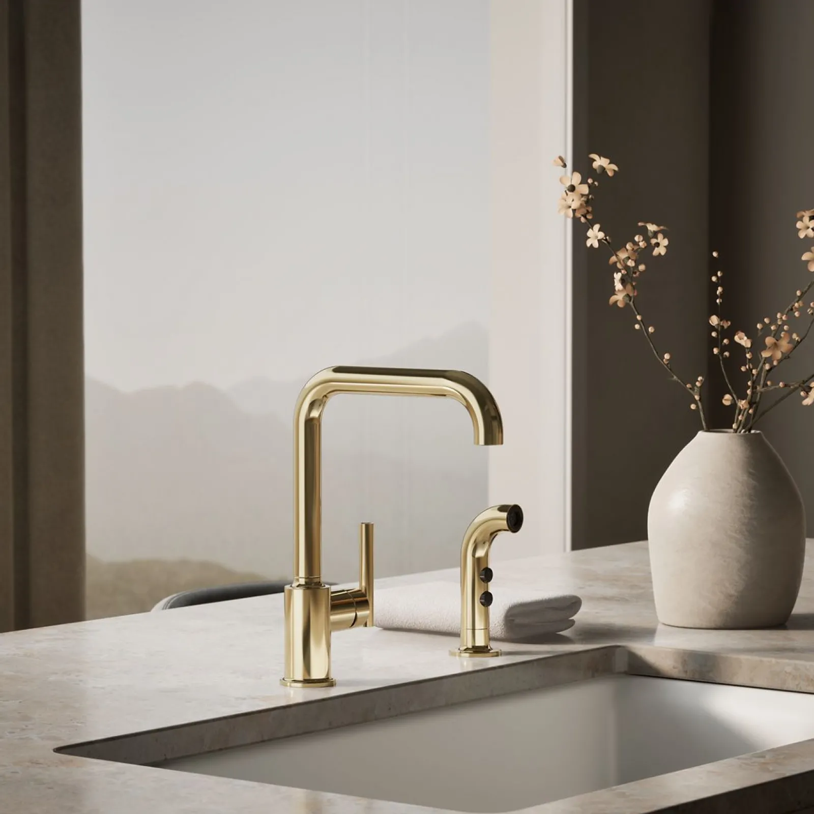 Single-handle kitchen sink faucet with side sprayer^Kohler Discount