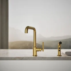 Single-handle kitchen sink faucet with side sprayer^Kohler Discount