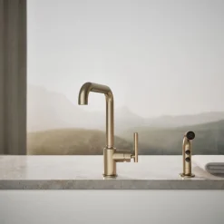 Single-handle kitchen sink faucet with side sprayer^Kohler Discount