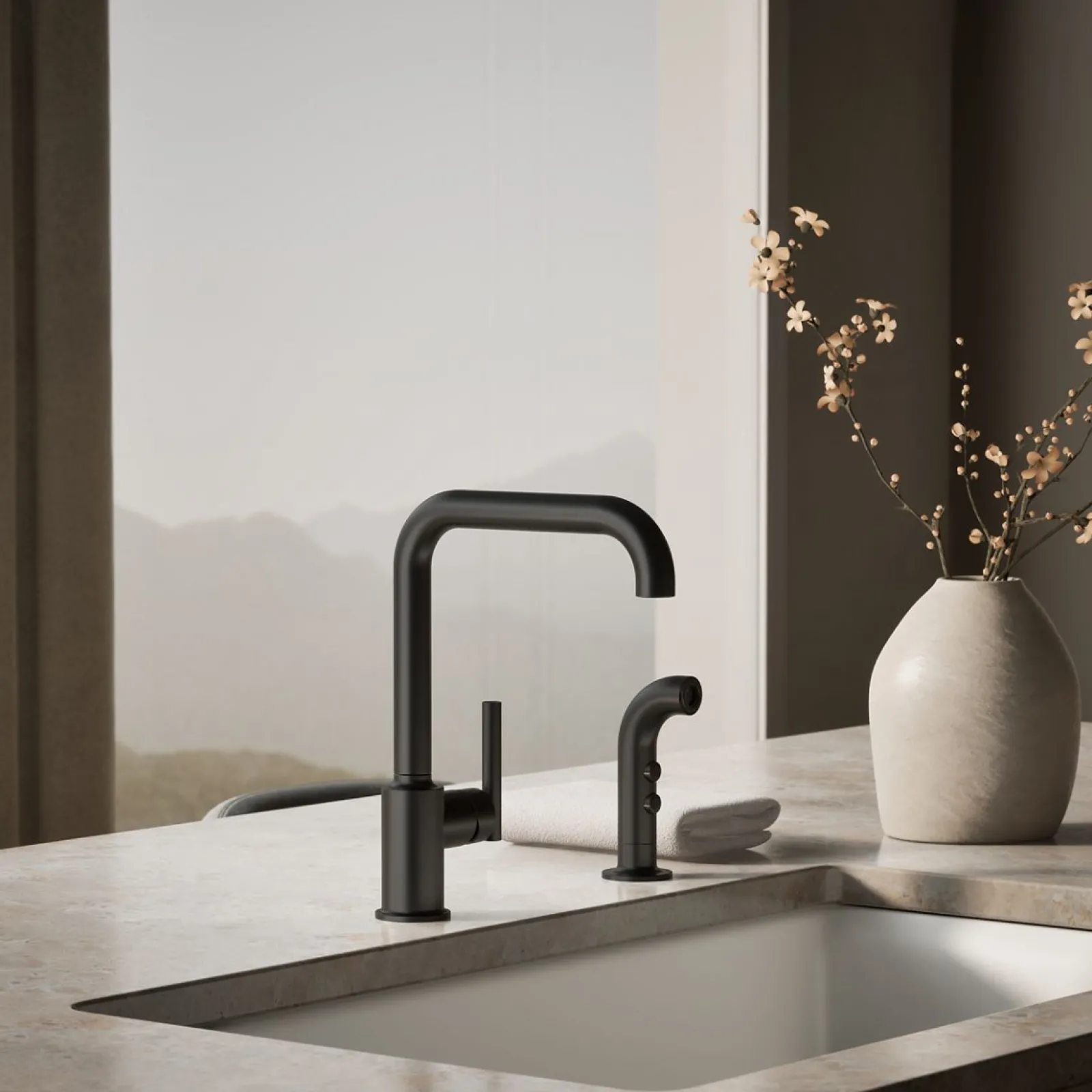 Single-handle kitchen sink faucet with side sprayer^Kohler Discount