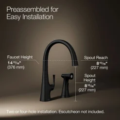 Single-handle kitchen sink faucet with two-function side sprayer^Kohler Hot