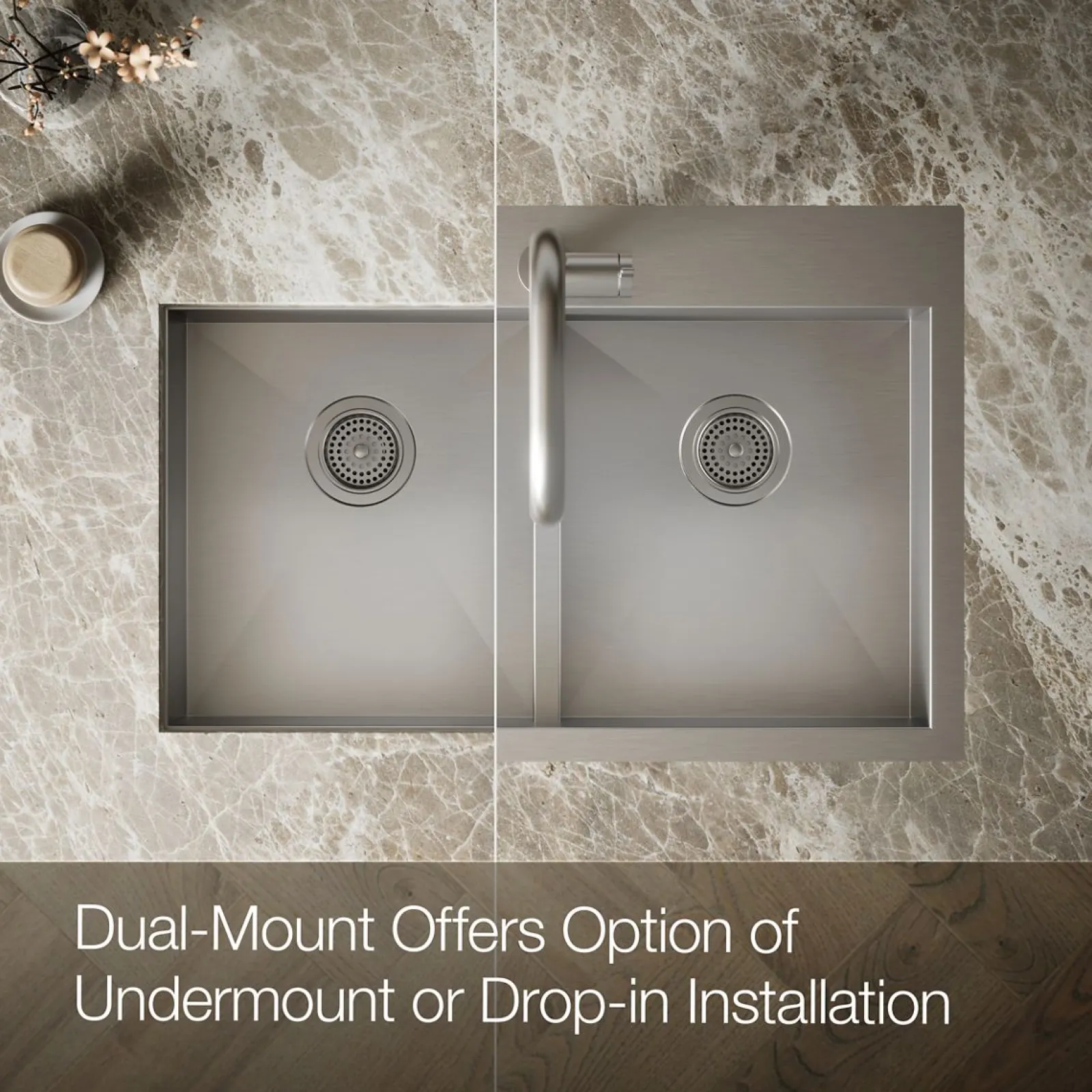 Smart Divide® 33" top-/undermount double-bowl kitchen sink^Kohler Clearance