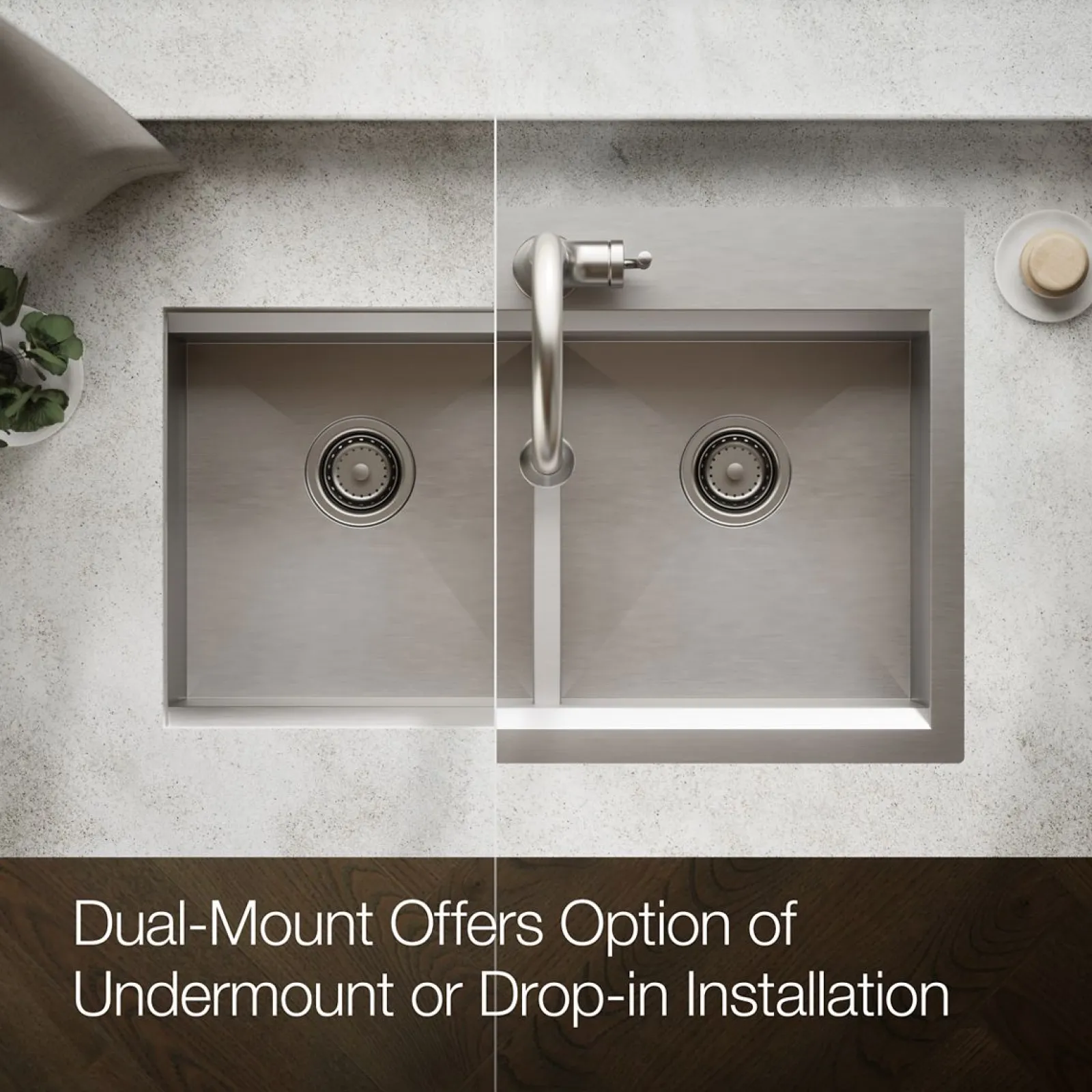 Smart Divide® 33" top-/undermount double-bowl workstation kitchen sink^Kohler Online