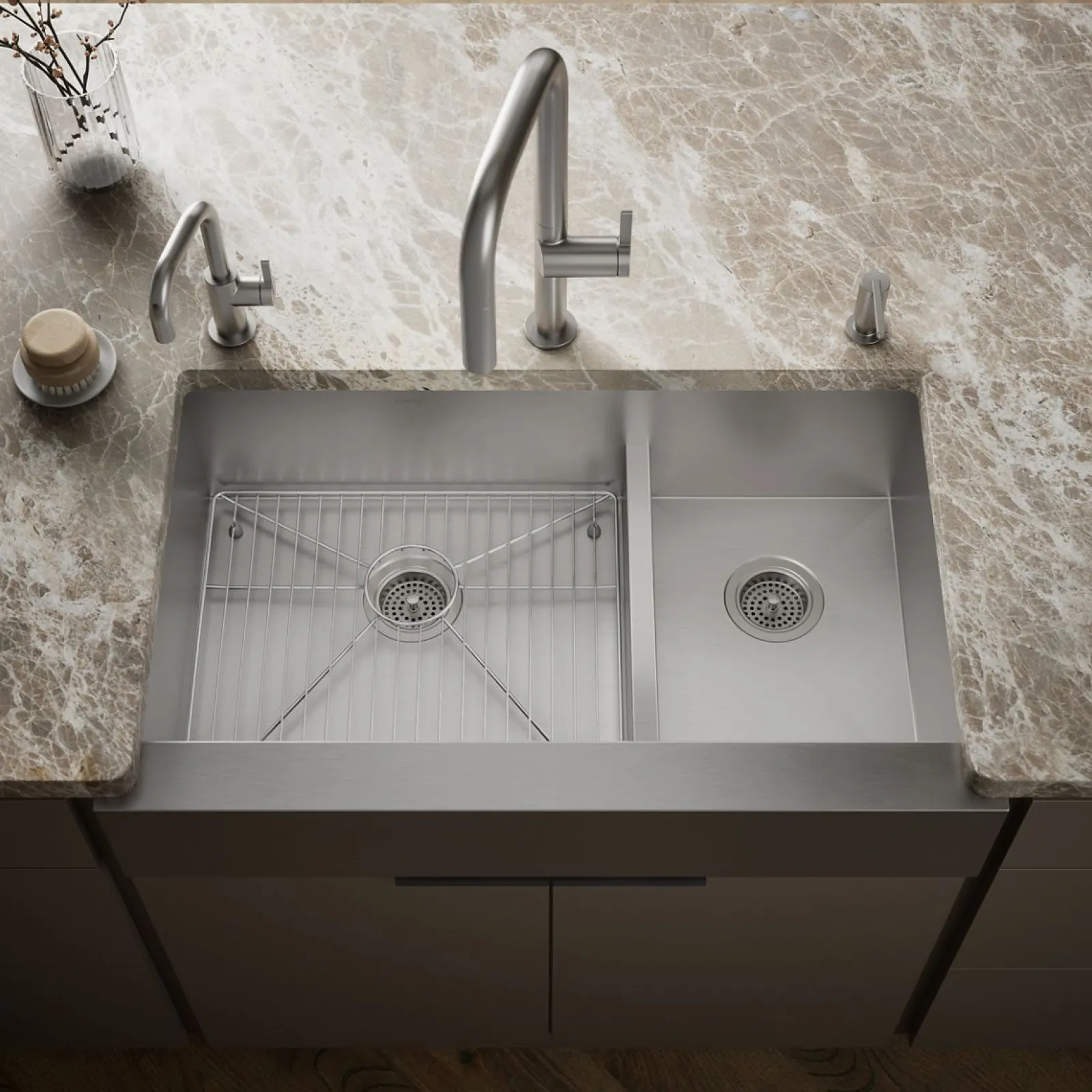 Smart Divide® 35-1/2" undermount double-bowl farmhouse kitchen sink^Kohler Best