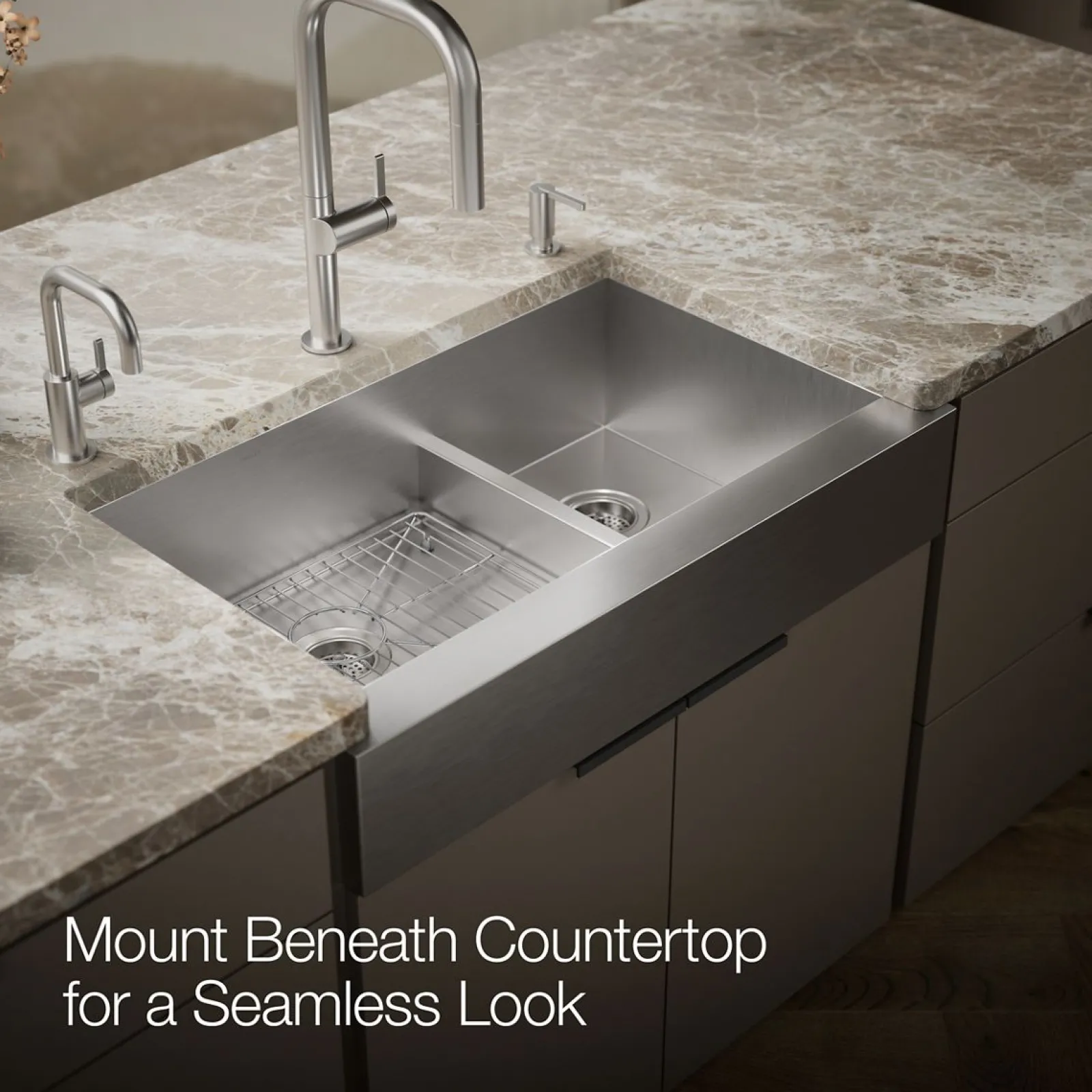 Smart Divide® 35-1/2" undermount double-bowl farmhouse kitchen sink^Kohler Best