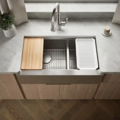 Smart Divide® 35-1/2” undermount double-bowl farmhouse workstation kitchen sink^Kohler Hot