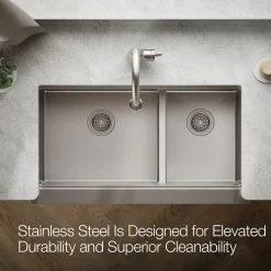 Smart Divide® 35-1/2” undermount double-bowl farmhouse workstation kitchen sink^Kohler Hot