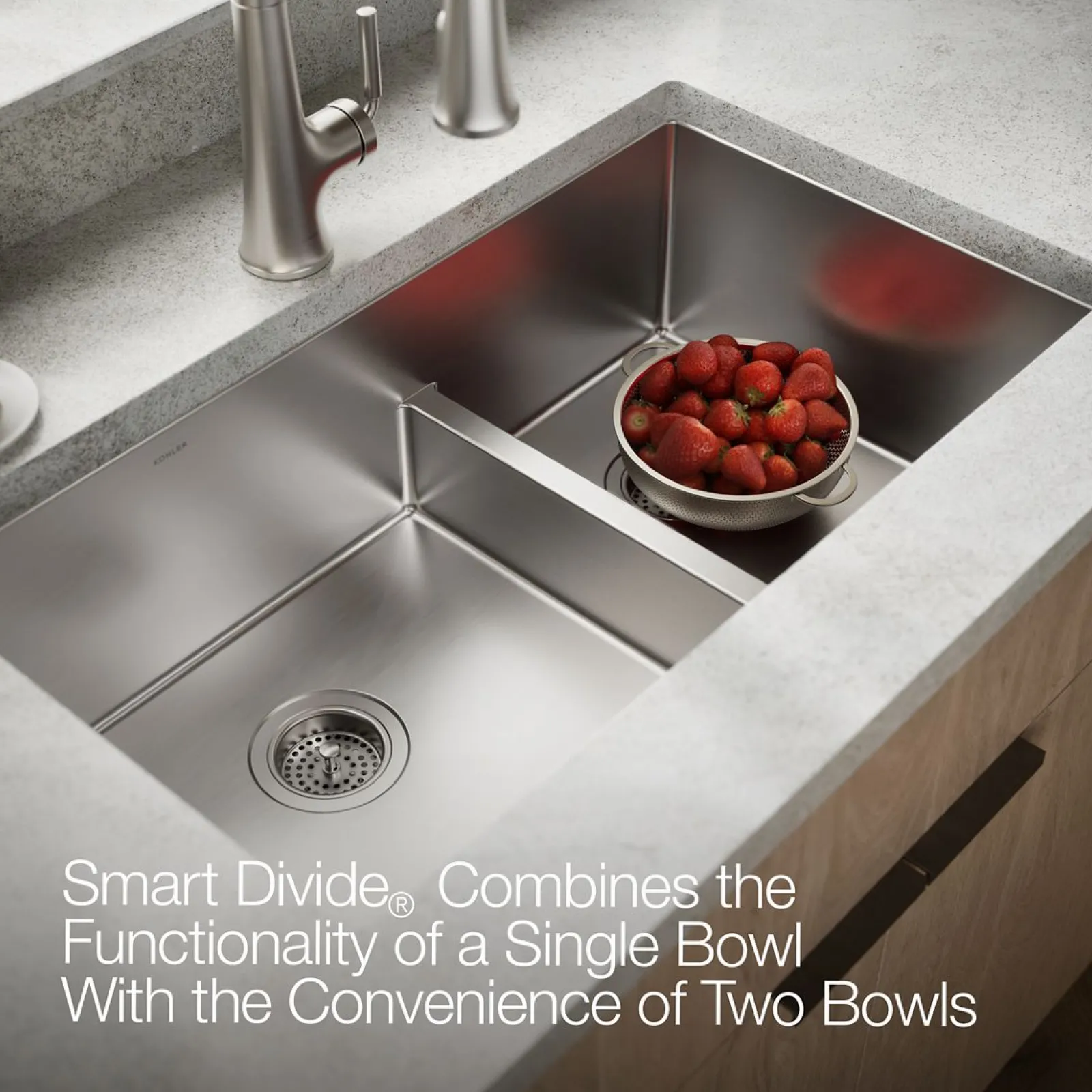 Smart Divide® 32" undermount double-bowl kitchen sink^Kohler